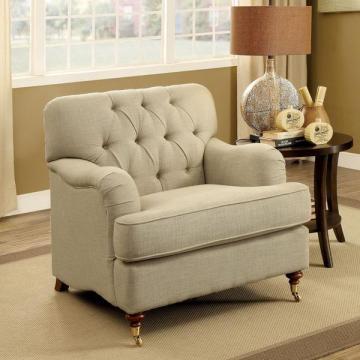 Furniture of America Claira Traditional Tufted Beige Fabric Arm Chair