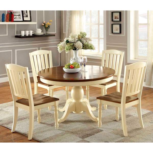 Furniture of America Bethannie 5-Piece Cottage Style Oval Dining Set