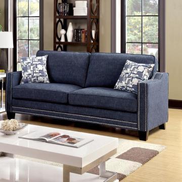 Furniture of America Armensio Contemporary Blue Chenille Sofa