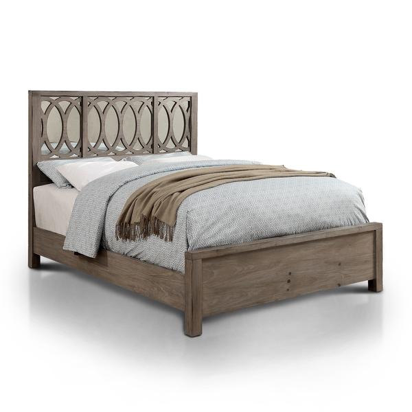Furniture of America Alessa Contemporary Mirrored Rustic Wood Panel Bed