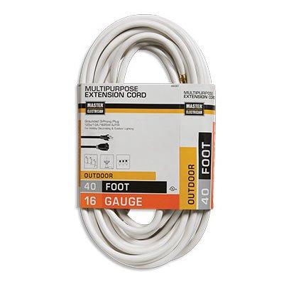 Master Electrician Outdoor Extension Cord, 16/3 White, 40 Foot
