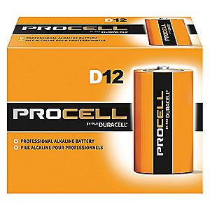 Duracell D Standard Battery, Duracell Procell, Alkaline, PK12