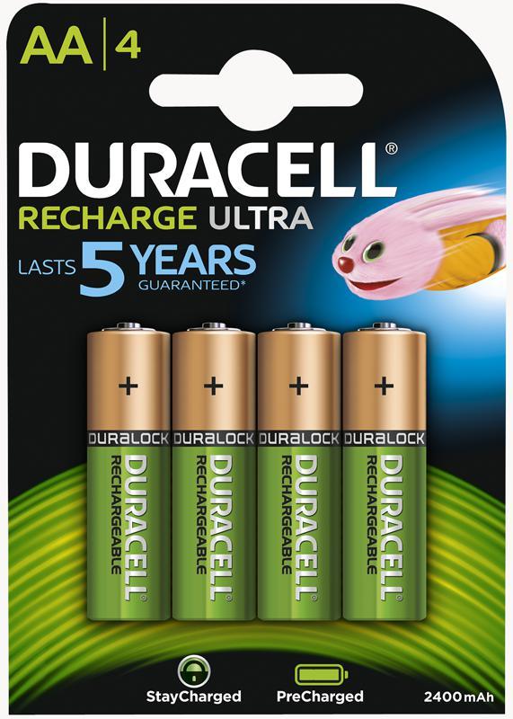 Duracell Recharge Ultra AA Batteries with DuraLock 2400mAh 4 Pack