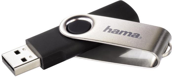 Hama 64GB Rotate USB 2.0 Flash Drive - 10 MB/s, Black/Silver