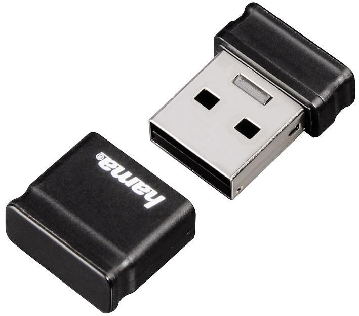 Hama 8GB Smartly Compact USB 2.0 Flash Drive - 10 MB/s, Black