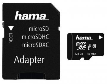 Hama 128GB Class 10 MicroSDXC UHS-1 Card & SD Adapter, 45 MB/s