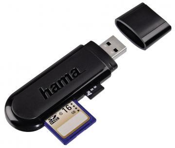 Hama USB 3.0 SuperSpeed SD/microSD Card Reader, Black
