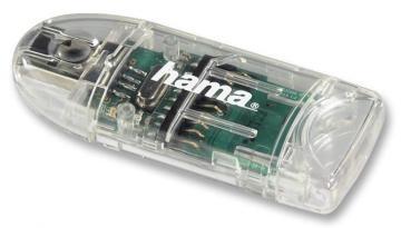 Hama 8-in-1 USB 2.0 SD/microSD Memory Card Reader, Transparent