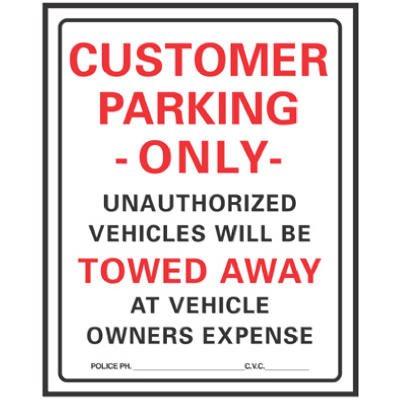 Hy-Ko Sign, "Customer Parking Only", Red/Black Heavy-Duty Plastic, 19x15"