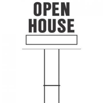 Hy-Ko Sign, "Open House", Black & White Plastic With H-Bracket, 20x24"