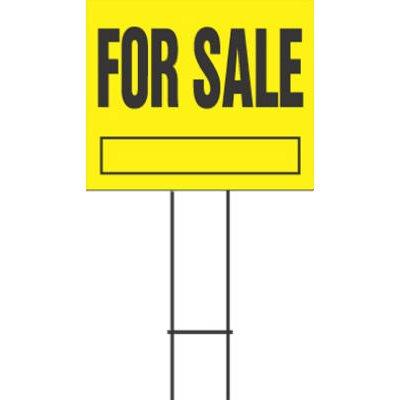 Hy-Ko Sign, "For Sale", Yellow & Black Plastic, 20x24"