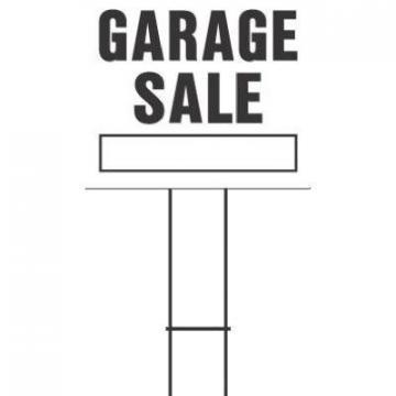 Hy-Ko Sign, "Garage Sale", White & Black Plastic With H-Bracket, 20x24"