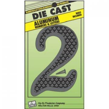 Hy-Ko House Address Number "2", Black Die-Cast Aluminum, 4.5"