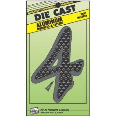 Hy-Ko House Address Number "4", Black Die-Cast Aluminum, 4.5"