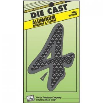 Hy-Ko House Address Number "4", Black Die-Cast Aluminum, 4.5"