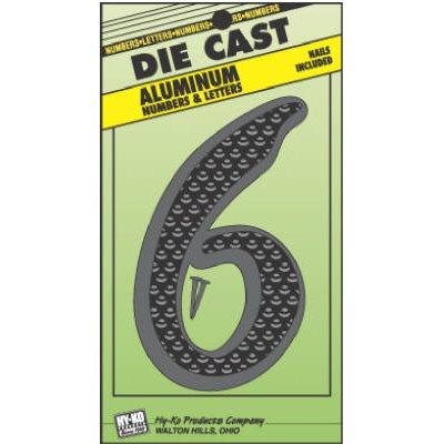 Hy-Ko House Address Number "6", Black Die-Cast Aluminum, 4.5"