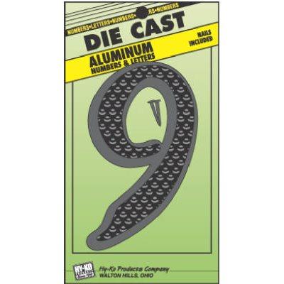 Hy-Ko House Address Number "9", Black Die-Cast Aluminum, 4.5"