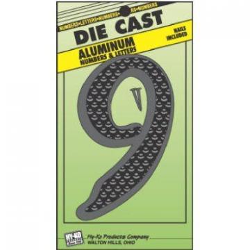Hy-Ko House Address Number "9", Black Die-Cast Aluminum, 4.5"