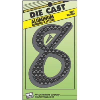 Hy-Ko House Address Number "8", Black Die-Cast Aluminum, 4.5"