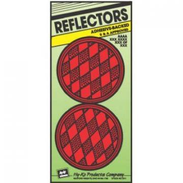 Hy-Ko Safety Reflector, Press-On, Red Plastic, 3.25", 2-Pk.