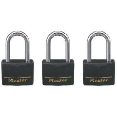 Master Lock 3-Pack 1-9/16" Solid-Brass Padlock With Black Cover & Covered Key He