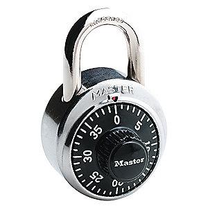 Master Lock Combination Padlock, Not Resettable Center-Dial Location, 3/4"