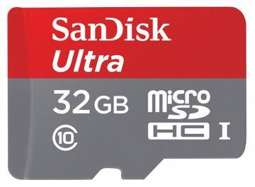 Sandisk 32GB Class 10 Ultra MicroSDHC UHS-1 Memory Card & SD Adapter