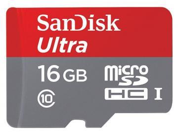 Sandisk 16GB Class 10 Ultra MicroSDHC UHS-1 Memory Card & SD Adapter