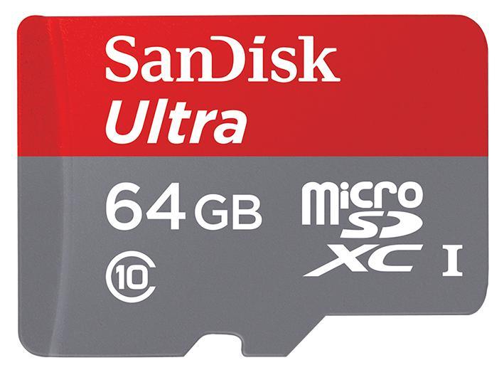 Sandisk 64GB Class 10 Ultra MicroSDXC UHS-1 Memory Card & SD Adapter