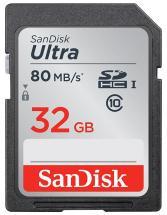 Sandisk 32GB Class 10 Ultra SDHC UHS-1 Memory Card - 80 MB/s