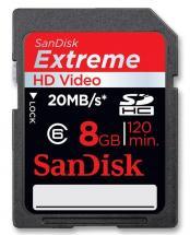 Sandisk 8GB Class 6 Extreme HD Video SDHC Memory Card