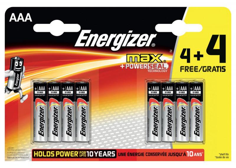 Energizer Retail Packed Max 4+4 Value Pack Alkaline AAA Batteries