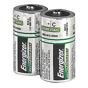 Energizer C Pre-Charged Rechargeable Battery, Recharge, NiMH, PK2