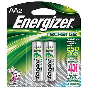 Energizer AA Pre-Charged Rechargeable Battery, Recharge, NiMH, PK2