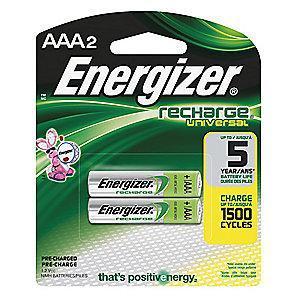 Energizer AAA Pre-Charged Rechargeable Battery, Recharge, NiMH, PK2
