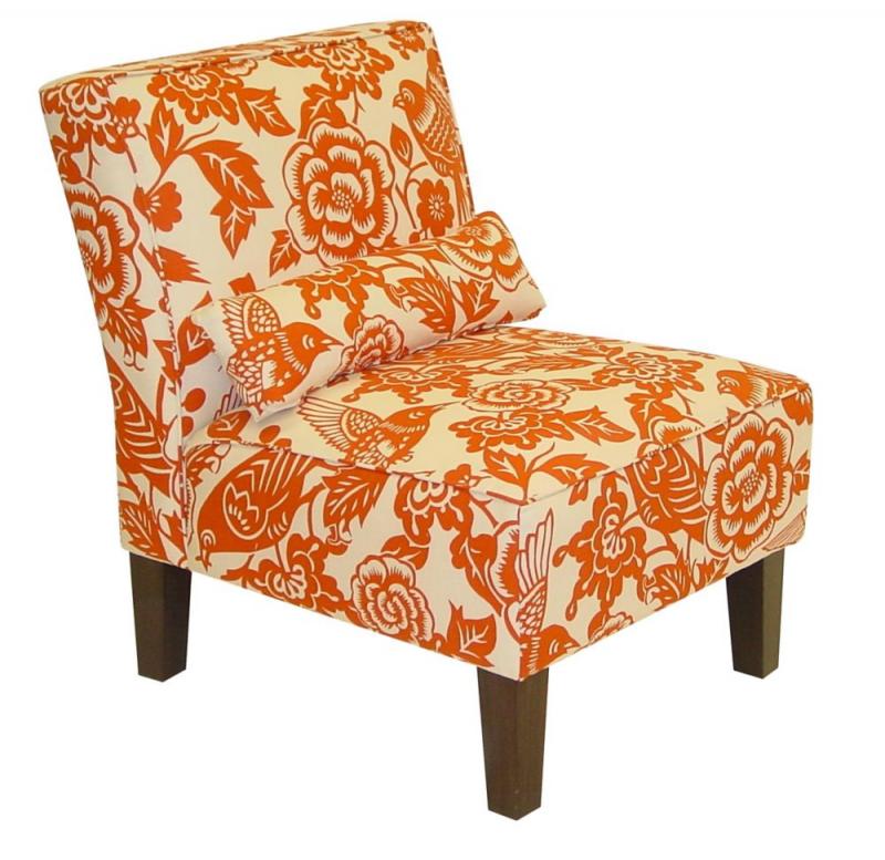 Skyline Furniture Armless Chair in Canary Tangerine