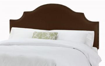 Skyline Furniture Full Nail Button Notched Headboard in Linen Chocolate