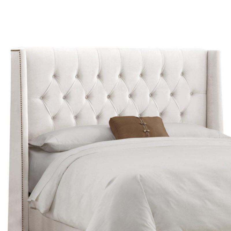 Skyline Furniture Upholstered Full Headboard in Velvet White