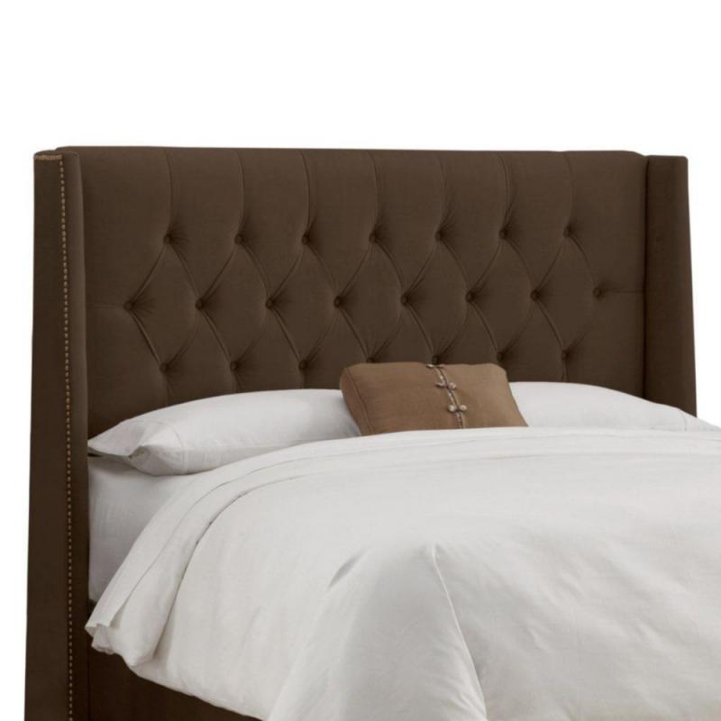 Skyline Furniture Upholstered Full Headboard in Velvet Chocolate