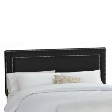 Skyline Furniture Upholstered Full Headboard in Premier Microsuede Black