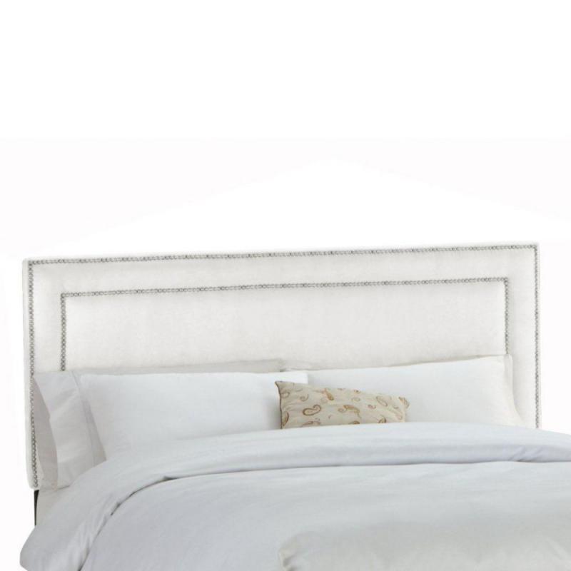 Skyline Furniture Upholstered Queen Headboard in Premier Microsuede White