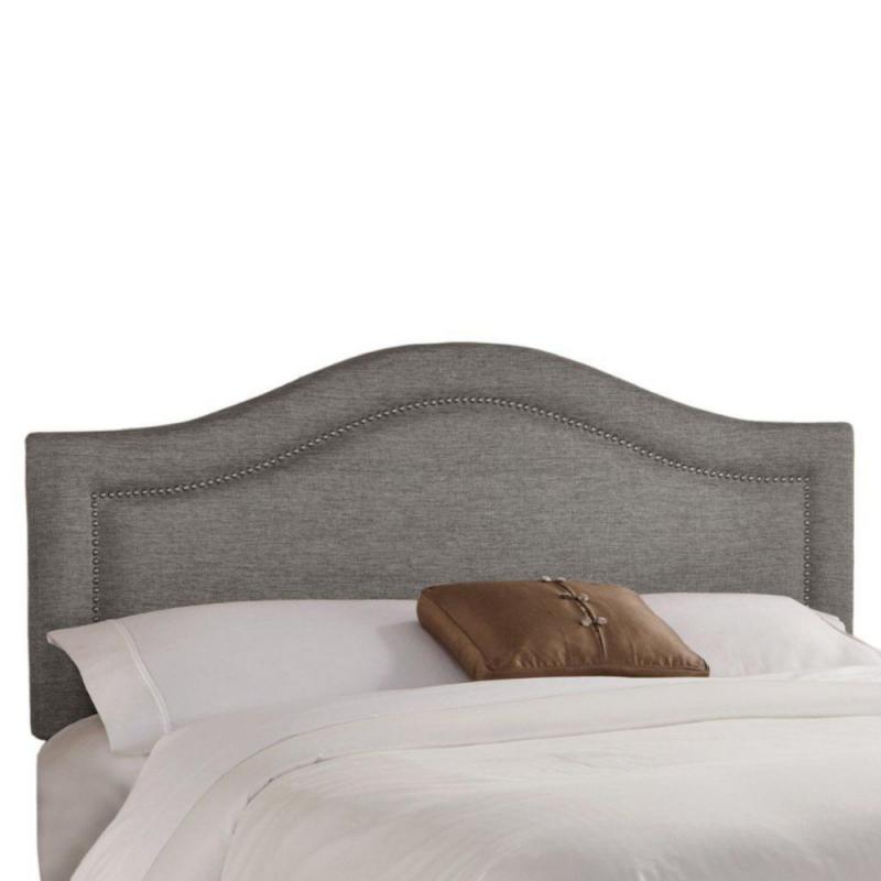 Skyline Furniture King Inset Nail Button Headboard in Groupie Pewter