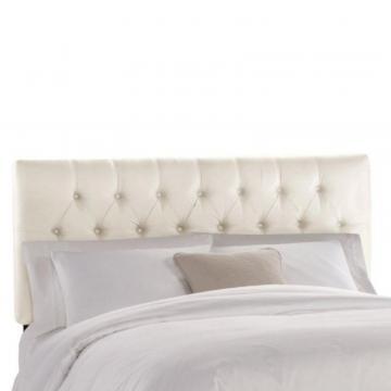 Skyline Furniture Queen Tufted Headboard in Shantung Parchment