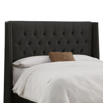 Skyline Furniture Upholstered King Headboard in Velvet Black