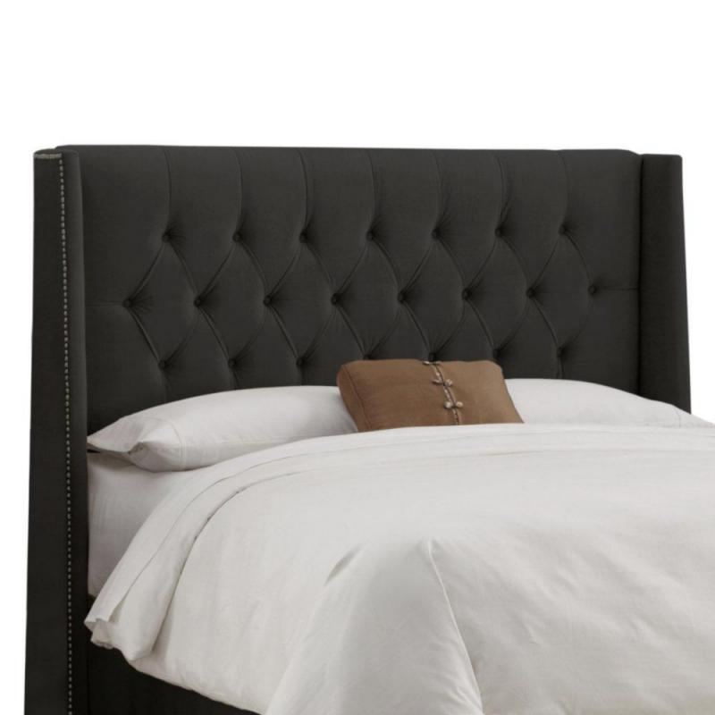 Skyline Furniture Upholstered Queen Headboard in Velvet Black
