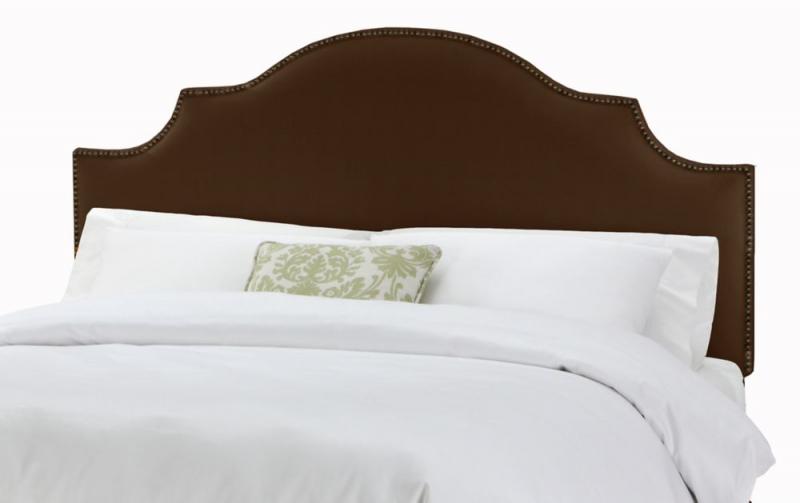 Skyline Furniture Queen Nail Button Notched Headboard in Linen Chocolate