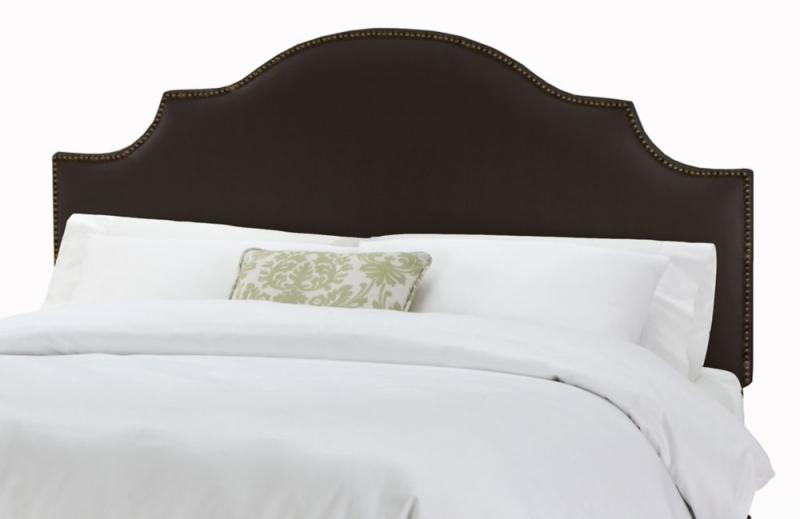 Skyline Furniture California King Nail Button Notched Headboard in Linen Black