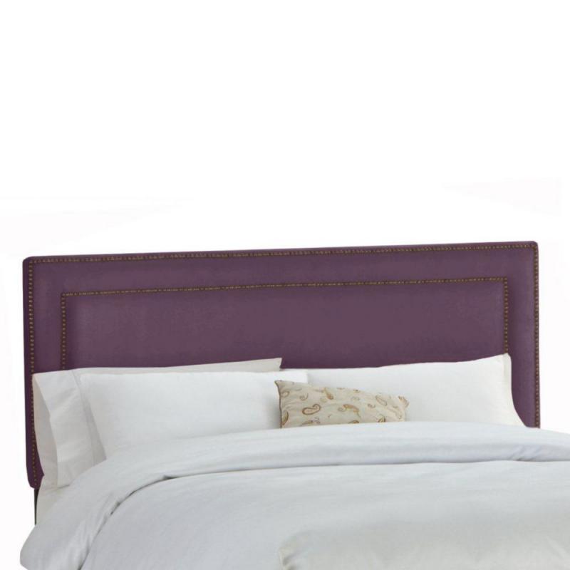 Skyline Furniture Upholstered Full Headboard in Premier Microsuede Purple