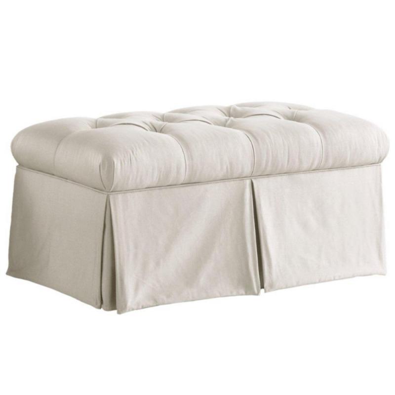 Skyline Furniture Skirted Storage Bench in Shantung Parchment