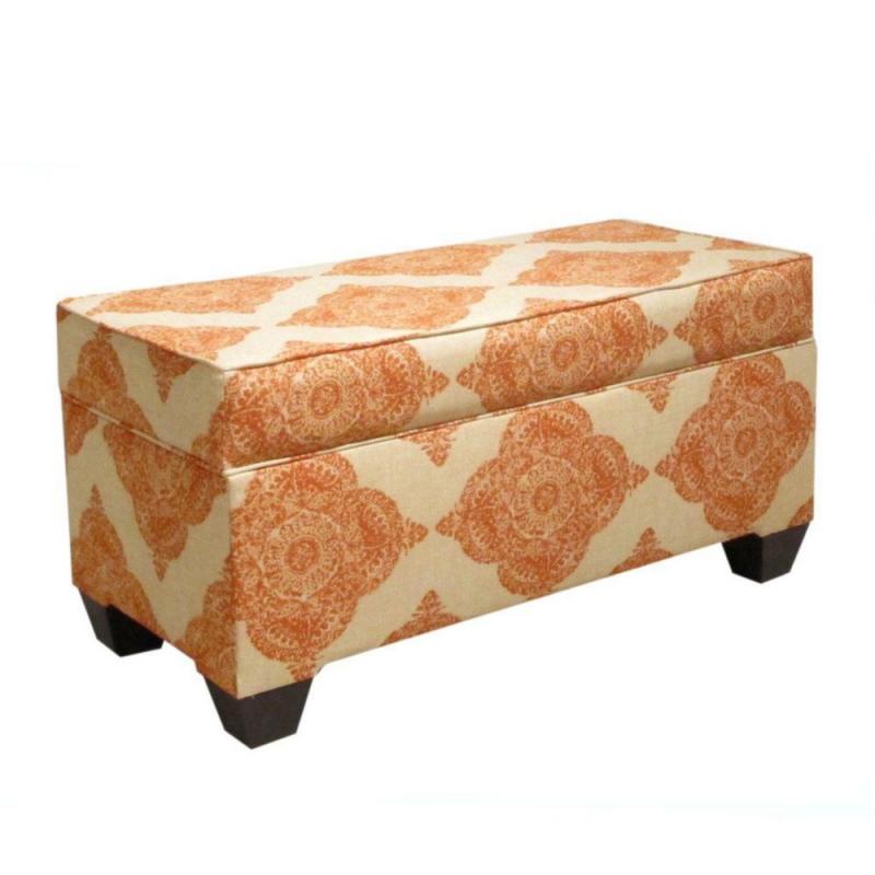 Skyline Furniture Upholstered Storage Bench in Mani Terracotta
